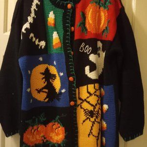 Fall/Halloween Motif Cardigan Sweater